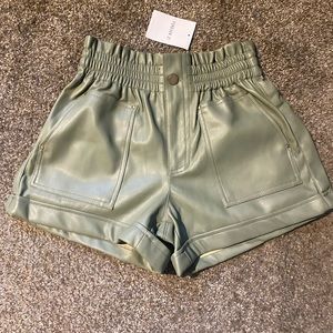 Army Green Pleather Shorts